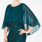 Connected Women's Petite Cape-Overlay Dress Dark Green Size 10 P