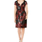 Connected Women's Sequined Floral-Print Dress Red Size 12