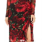 Connected Women's Long-Sleeve Mush Ruched Midi Dress Red Size 14