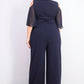Connected Women's Plus Size Cold-Shoulder Jumpsuit Blue Size 22W