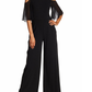 Connected Women's Jumpsuit Cold-Shoulder Chiffon Black Size 16