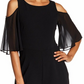 Connected Women's Jumpsuit Cold-Shoulder Chiffon Black Size 16