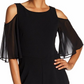 Connected Women's Jumpsuit Cold-Shoulder Chiffon Black Size 16
