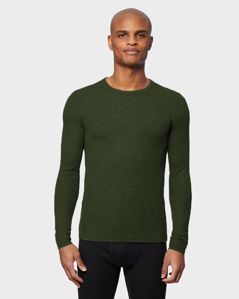 32 Degrees Men's Base Layer Crew Neck Shirt Olive Size Small