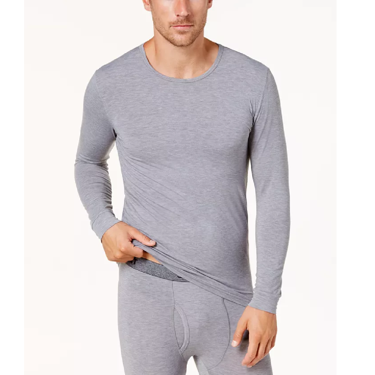 32 Degrees Men's Base Layer V-Neck Shirt Gray Size Medium