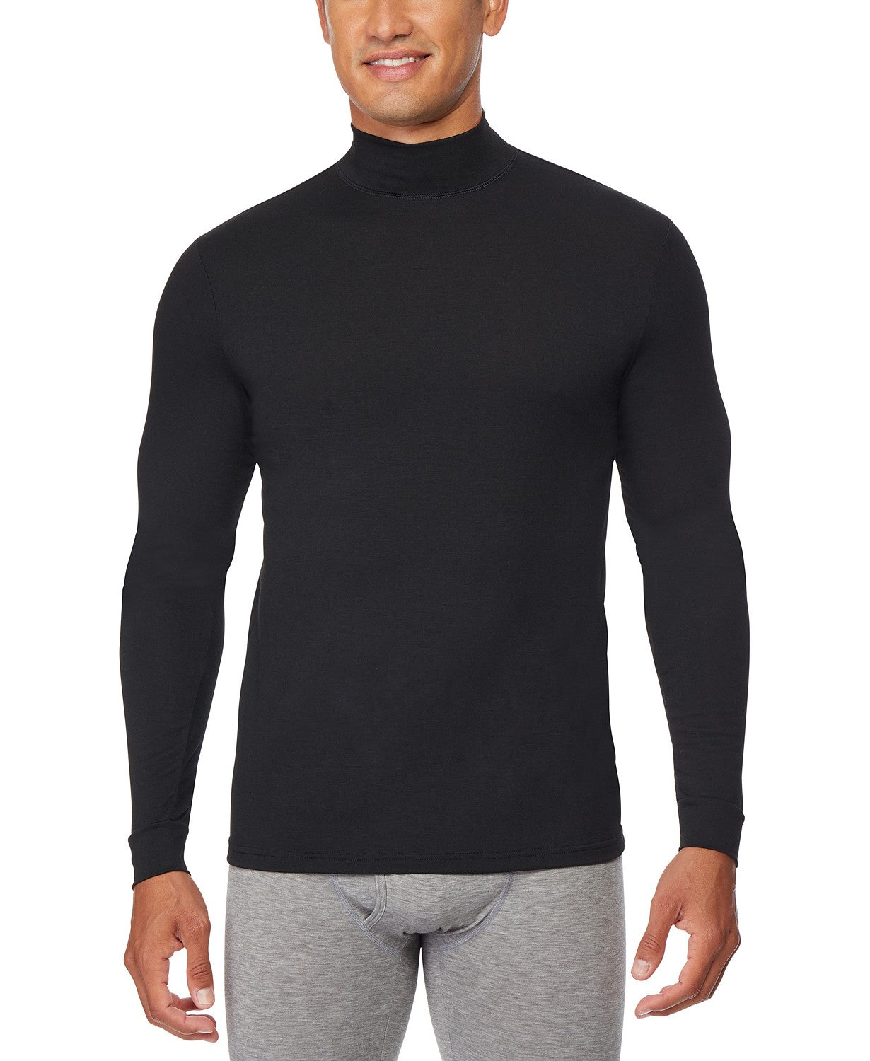32 Degrees Men's Heat Plus Mock-Neck Shirt Black Size Small