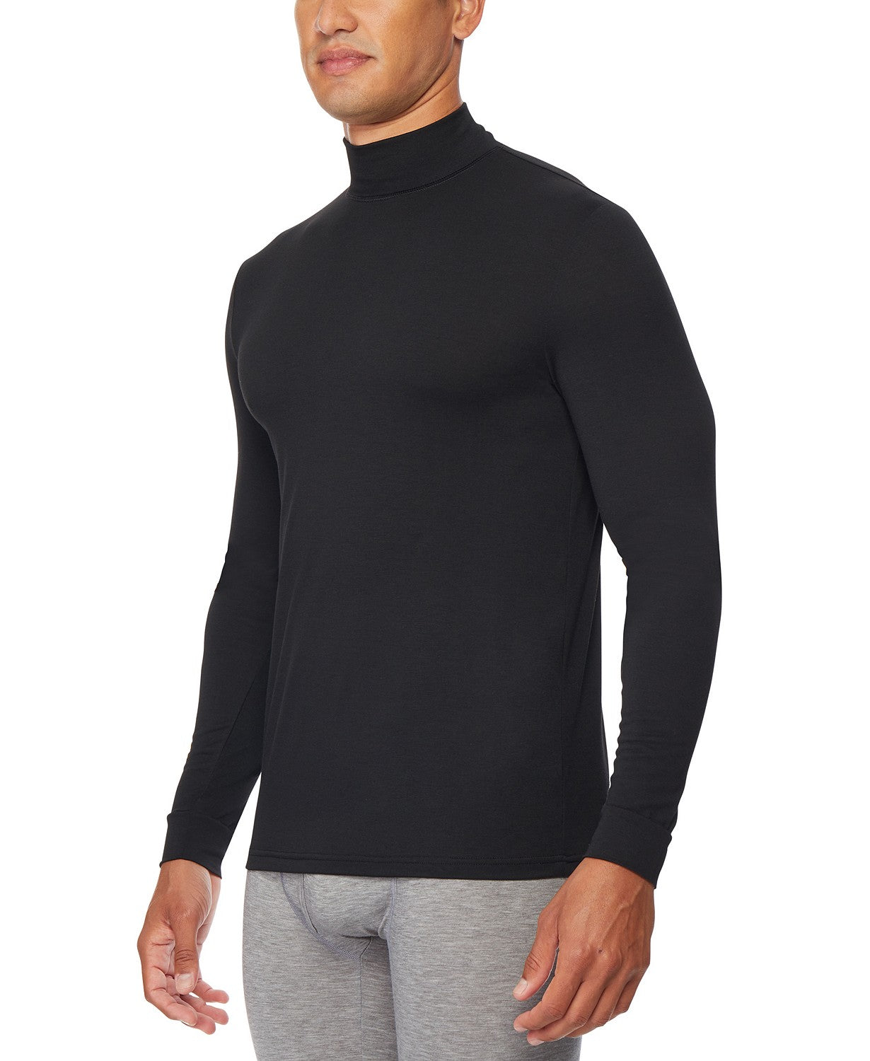 32 Degrees Men's Heat Plus Mock-Neck Shirt Black Size Small