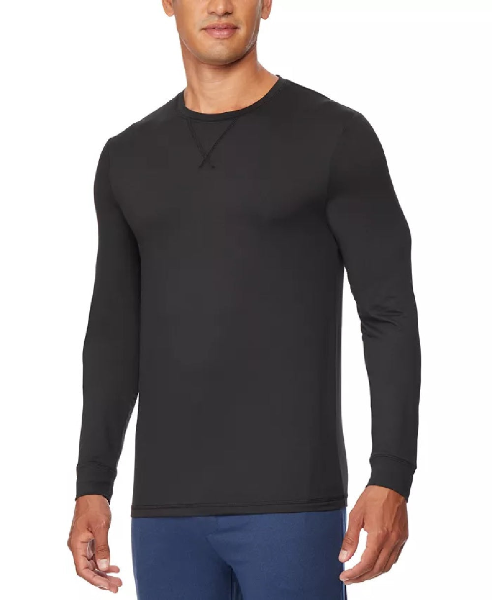 32 Degrees Men's Ultra Lux Long-Sleeve Sleep T-Shirt Black Size Medium