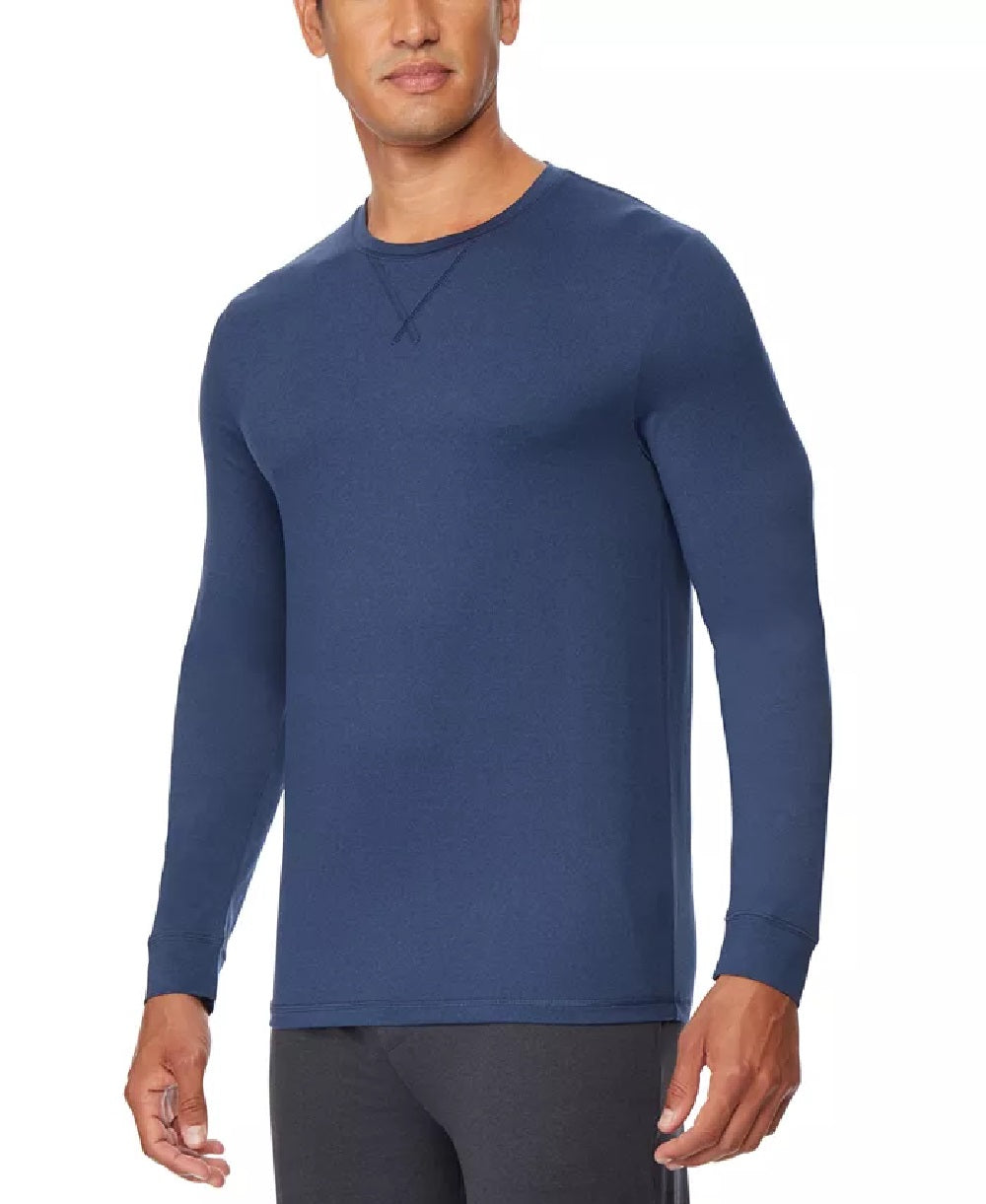 32 Degrees Men's Ultra Lux Long-Sleeve Sleep T-Shirt Navy Size Medium