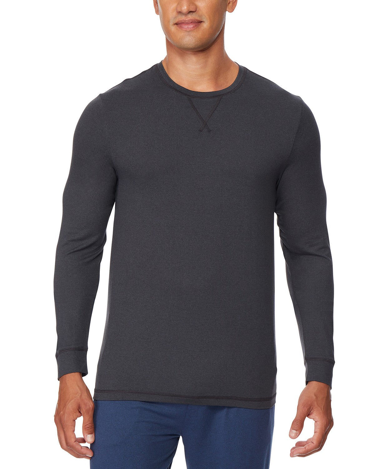 32 Degrees Men's Ultra Lux Long-Sleeve Sleep T-Shirt Charcoal Size Medium