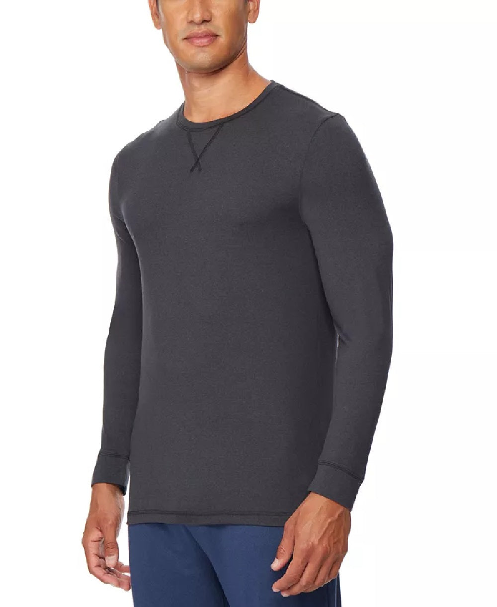 32 Degrees Men's Ultra Lux Long-Sleeve Sleep T-Shirt Charcoal Size Medium