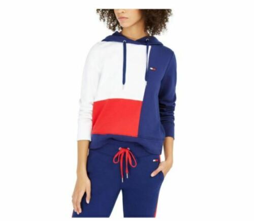Tommy Hilfiger Women's Sport Colorblocked Hoodie Blue Size Extra Large