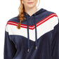 Tommy Hilfiger Women's Sport Velour Chevron Pullover Hoodie Blue Size Large