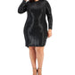 B Darlin Women's Trendy Plus Size Metallic Bodycon Dress Black Size 20