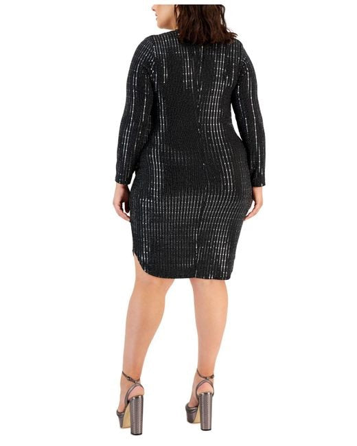 B Darlin Women's Trendy Plus Size Metallic Bodycon Dress Black Size 20