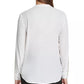 DKNY Women's Buttoned-Sleeve Pleated-Placket Top White Size Medium