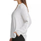 DKNY Women's Buttoned-Sleeve Pleated-Placket Top White Size Medium