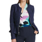 DKNY Women's Faux-Suede Zip-Front Peplum Jacket Navy Size 14