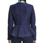 DKNY Women's Faux-Suede Zip-Front Peplum Jacket Navy Size 14