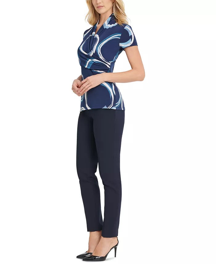 DKNY Women's Side-Ruched Top Blue Size Medium