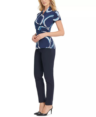 DKNY Women's Side-Ruched Top Blue Size Medium