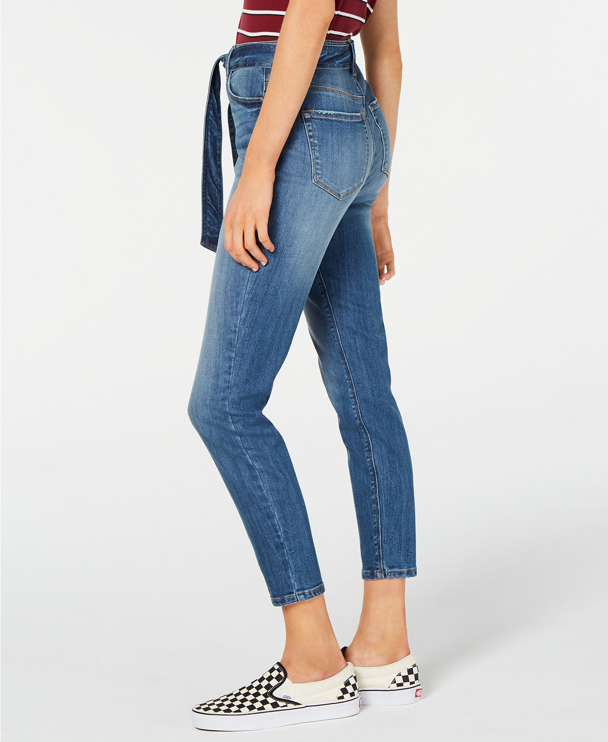 Vanilla Women's Star Belted Ankle Jeans Blue Size 7