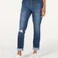 Vanilla Star Women's Ripped Cuffed Jeans Blue Size 0