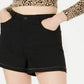 Vanilla Star Juniors' Mid-Rise Cuffed Jean Shorts Black Size 7