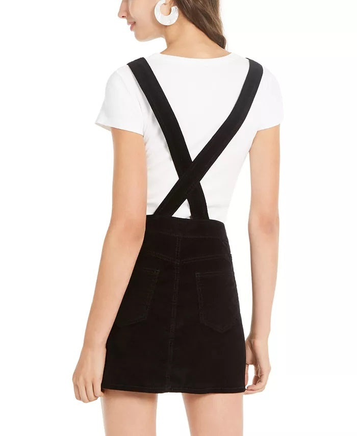 Vanilla Star Juniors' Corduroy Overalls Dress Black Size 3