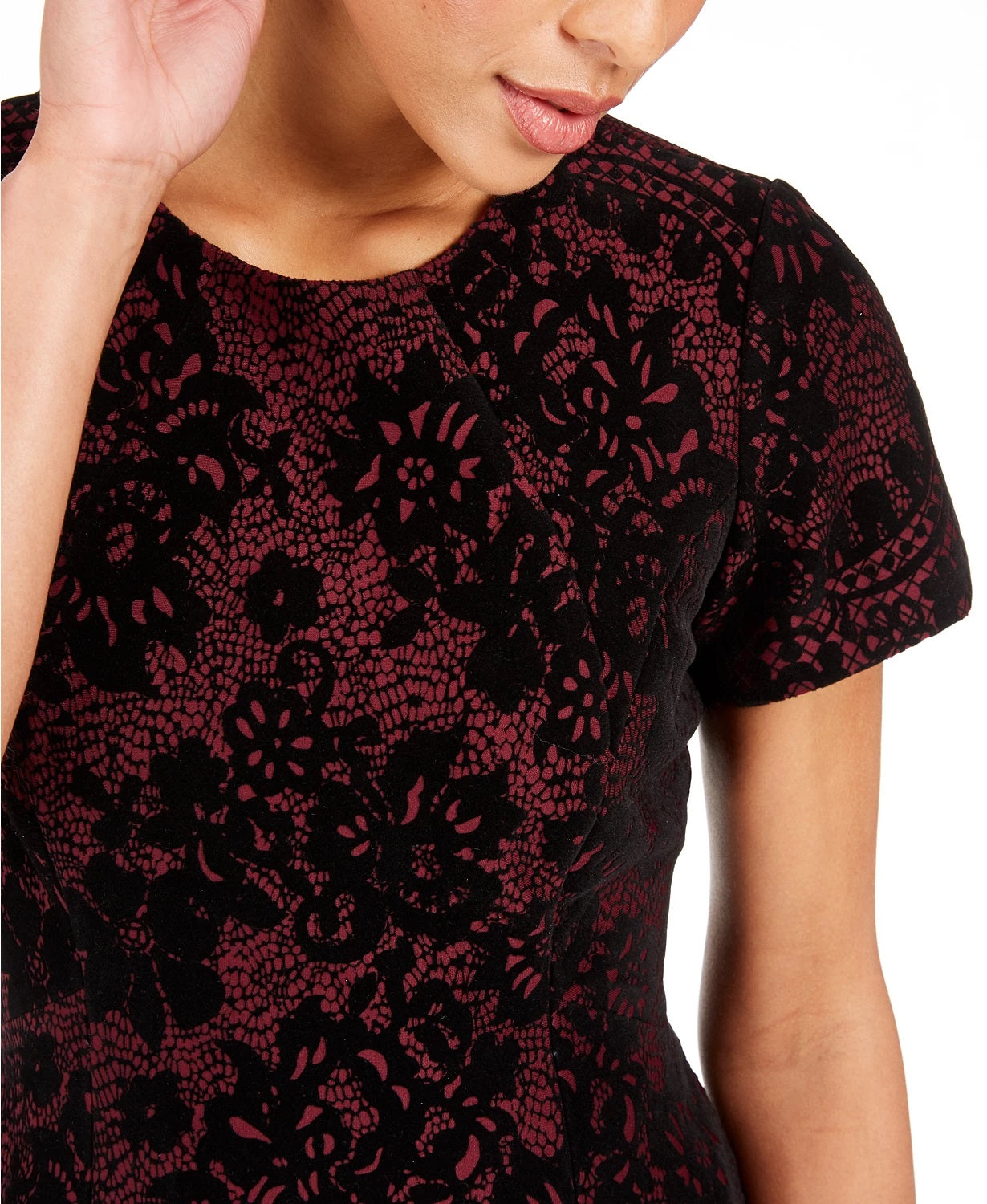 Vince Camuto Women's Burnout Lace Fit & Flare Dress Charcoal Size 16