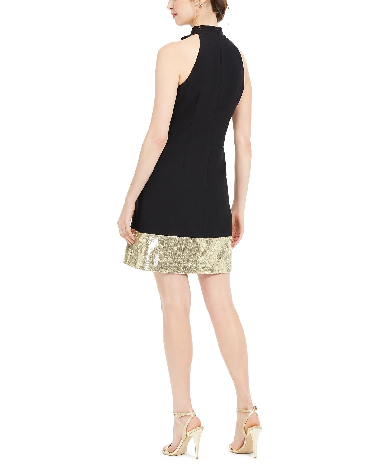 Vince Camuto Women's Tie-Neck Glitter-Hem Shift Dress Bgd Size 16