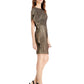 Vince Camuto Women's  Metallic Asymmetrical Bodycon Dress Gold Size 14
