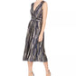 Vince Camuto Women's Metallic Pleat Sleeveless Dress Blue Size 14