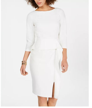 Vince Camuto Women's  Peplum-Waist Bodycon Dress white Size 10