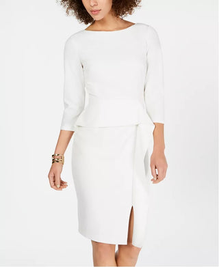 Vince Camuto Women's Angled Ruffle Sheath Dress White Size 2