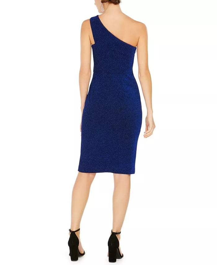 Vince Camuto Women's One Shoulder Glitter Scuba Dress Blue Size 14