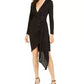 Vince Camuto Women's Faux-Wrap Glitter Dress Black Size 8