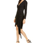 Vince Camuto Women's Faux-Wrap Glitter Dress Black Size 8