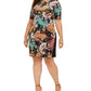 Connected Women's Plus Size Paisley Side-Ruched Dress Blue Size 18