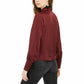 Band Of Gypsies Women's Draped Long-Sleeve Button-Cuff Top Wine Size Extra Large