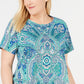 Tommy Hilfiger Women's Plus Size Paisley-Print T-Shirt  Green Size 2X