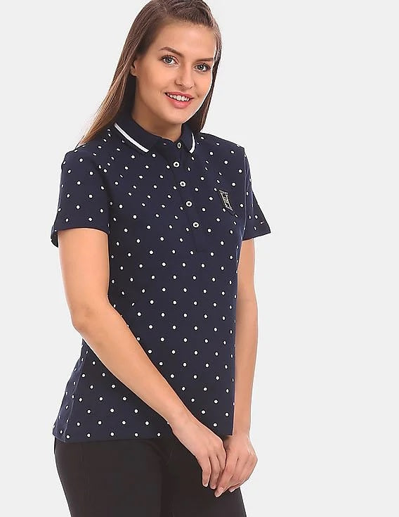 Tommy Hilfiger Women's Plus Dot Print Polo Top Black Size 3X