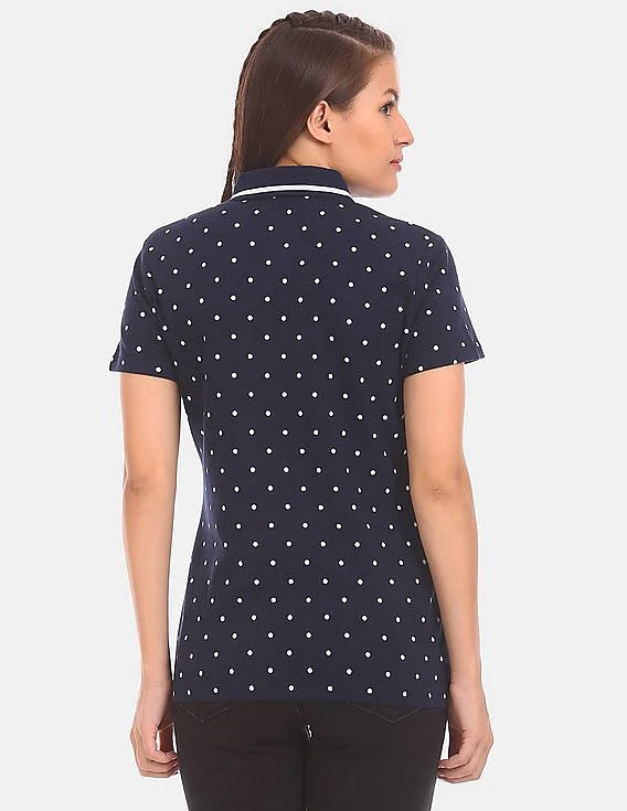 Tommy Hilfiger Women's Plus Dot Print Polo Top Black Size 3X