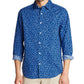 Nautica Men's Blue Sail Classic-Fit Stretch Floral-Print Poplin Shirt  Blue Size Extra Large