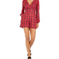 GUESS Women's Dacey Plaid Surplice Neck Romper Dress Red Size 10