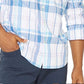 Nautica Men's Blue Sail Plaid Shirt White Size Small
