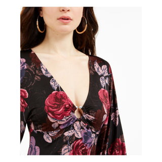 Guess Women's Embellished Floral Bodysuit Black Size X-Large