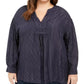 Tommy Hilfiger Women's Plus Size Flash Stripe Top Blue Size 2X