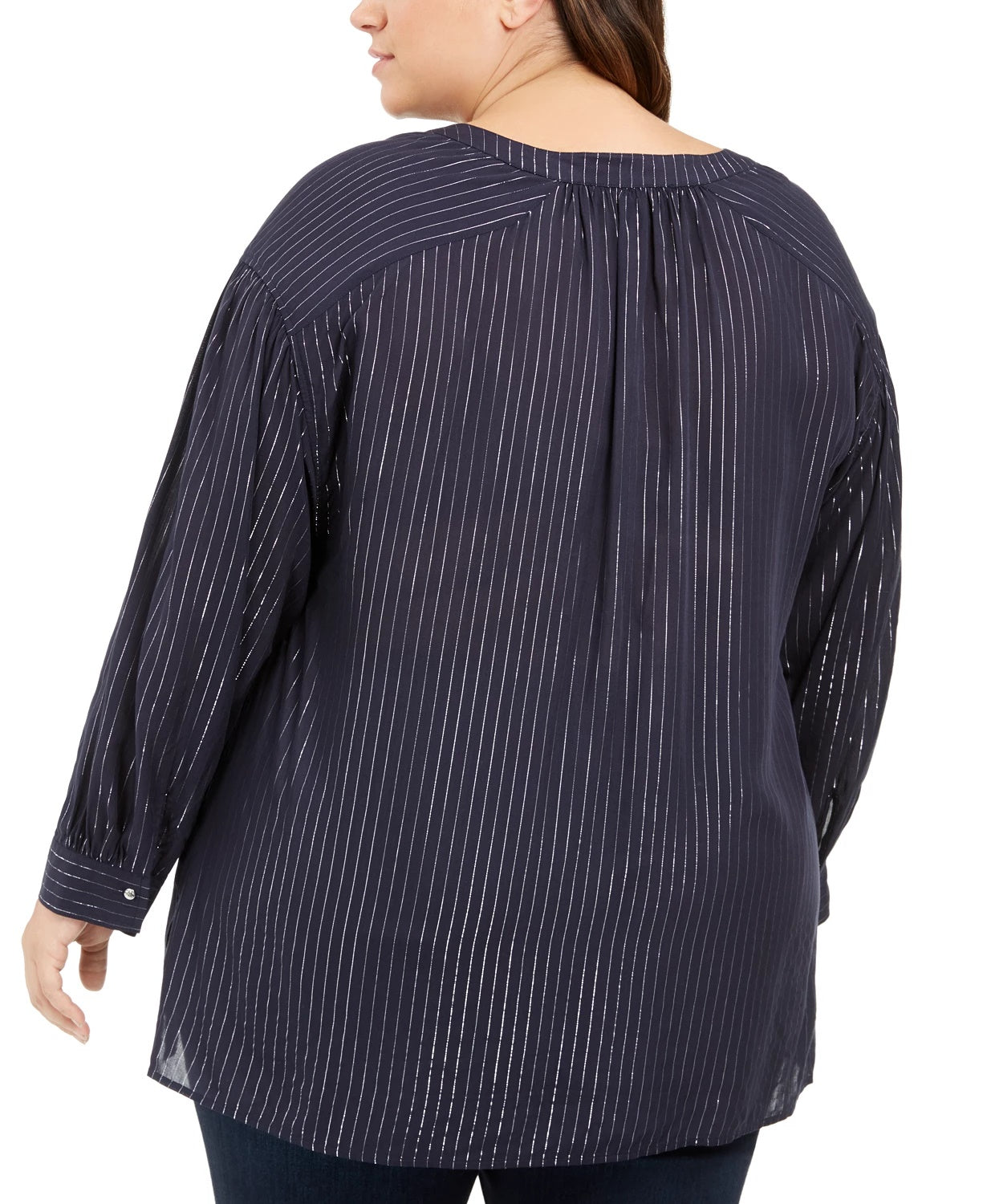 Tommy Hilfiger Women's Plus Size Flash Stripe Top Blue Size 2X