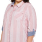 Tommy Hilfiger Women's Plus Size Striped Cotton Shirt Red Size 1X